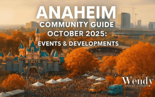 Anaheim community guide October 2025 with events and city developments, featuring Disneyland castle and fall festival crowd.
