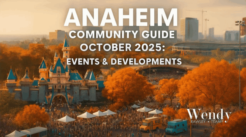 Anaheim community guide October 2025 with events and city developments, featuring Disneyland castle and fall festival crowd.