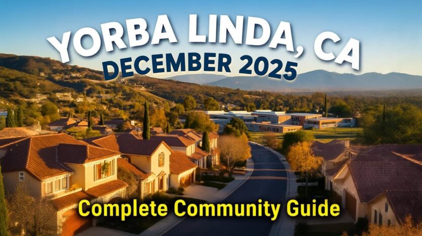 Aerial view of Yorba Linda CA luxury homes with mountain backdrop - December 2025 Real Estate Community Guide by Wendy Rawley Team