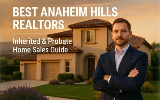 Professional Anaheim Hills REALTOR specializing in probate and inherited property sales standing in front of luxury home