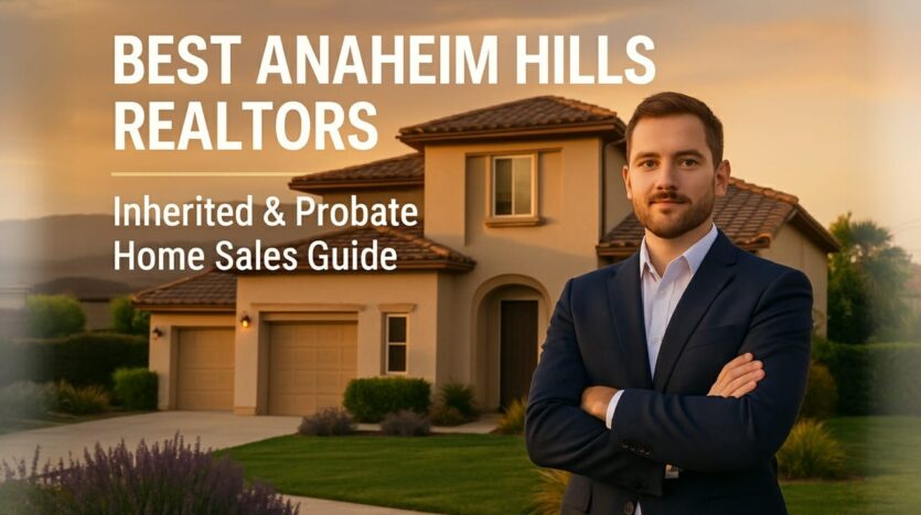 Professional Anaheim Hills REALTOR specializing in probate and inherited property sales standing in front of luxury home