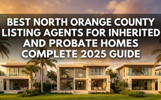 Luxury homes at sunset in North Orange County California with palm trees representing inherited and probate property listings available through experienced real estate agents in 2025