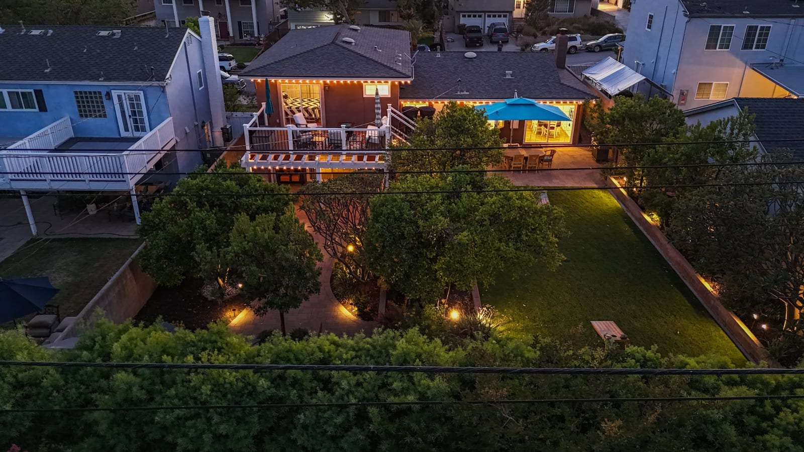 4102 Denver Avenue Yorba Linda aerial at dusk