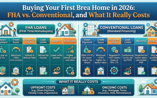 Buying Your First Brea Home in 2026: FHA vs. Conventional, and What It Really Costs