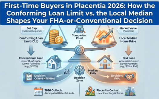 First-Time Buyers in Placentia 2026: How the Conforming Loan Limit vs. the Local Median Shapes Your FHA-or-Conventional Decis
